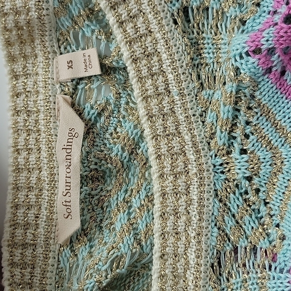 SOFT SURROUNDINGS Thereze Stripe Open Knit Pointelle Sweater Size XS - Picture 9 of 11